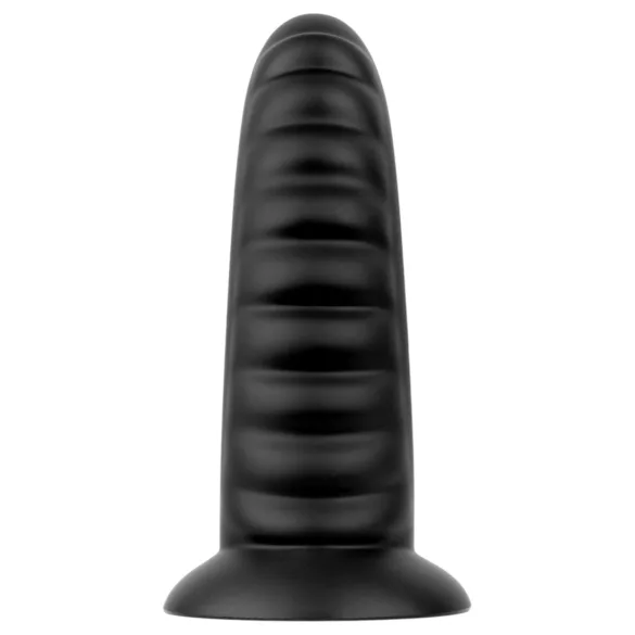 BUTTR Double Ribbed - jättestor räfflad analplugg (svart) - 26 cm