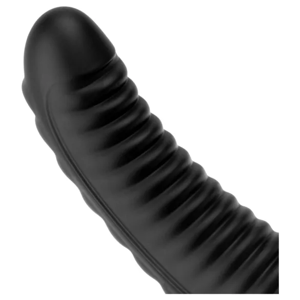 BUTTR Double Ribbed - jättestor räfflad analplugg (svart) - 26 cm