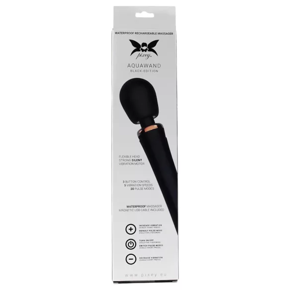 Pixey Aquawand - vattentät massagevibrator (svart)