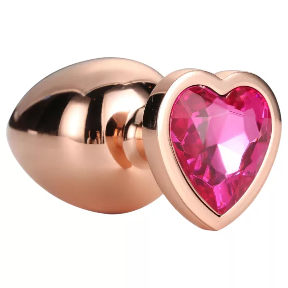Gleaming Love - analplugg aluminium hjärtformad sten - medium rosa guld