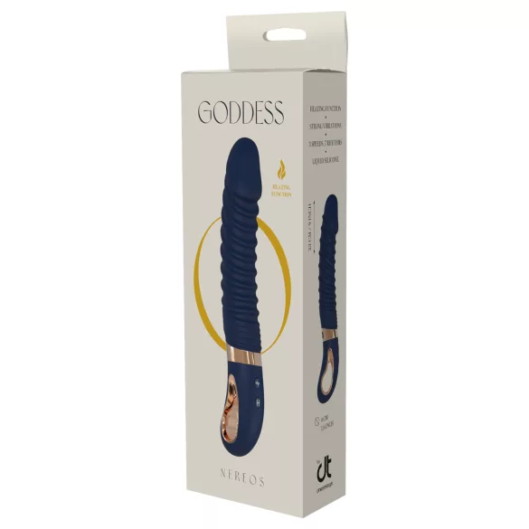 Goddess - uppvärmd räfflad vibrator (mörkblå)