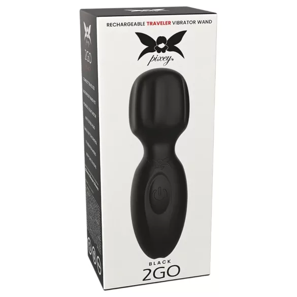 Pixey 2GO - trådlös mini-massagestav vibrator (svart)