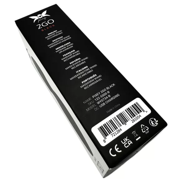 Pixey 2GO - trådlös mini-massagestav vibrator (svart)