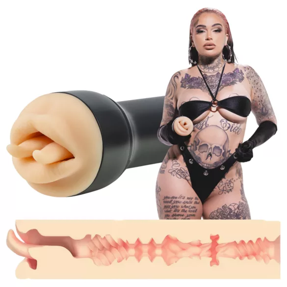 Kiiroo Feel Leigh Raven - konstgjord mun med uppskuren tunga (naturell)