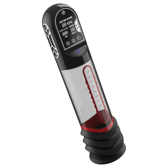 Peak Performa - automatisk penis­pump med rött LED‑ljus (genomskinlig)