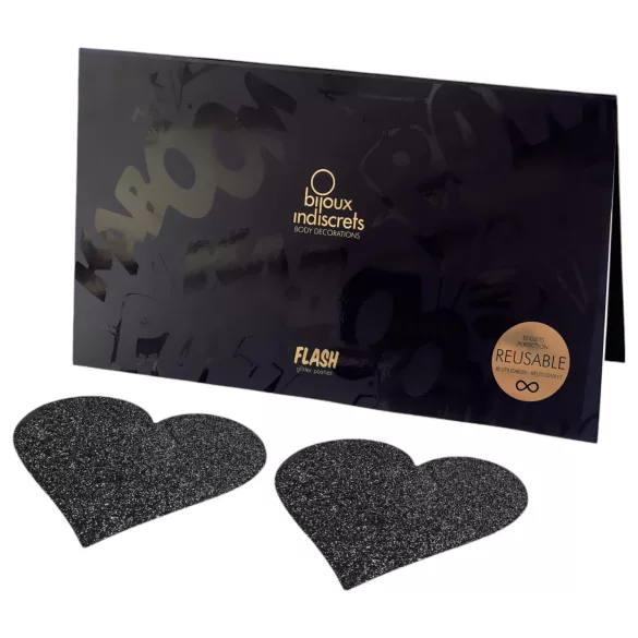 Bijoux Indiscrets - bröstvårtsplåster hjärtform - svart