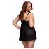 BACI - plus size babydoll med öppen front - svart med prickar - XL-XXL