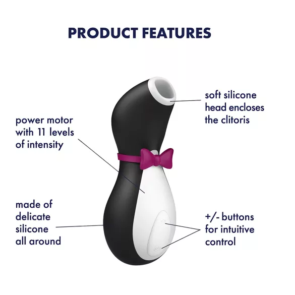 Satisfyer Penguin - klitorisstimulator med batteri - vattentät - svart/vit