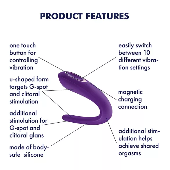 Satisfyer Dubbel Klassisk - vattentät, uppladdningsbar parvibrator (lila)