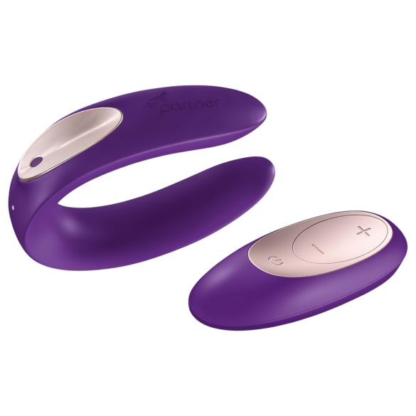 Satisfyer Double Plus Remote - trådlös, uppladdningsbar parvibrator (lila)