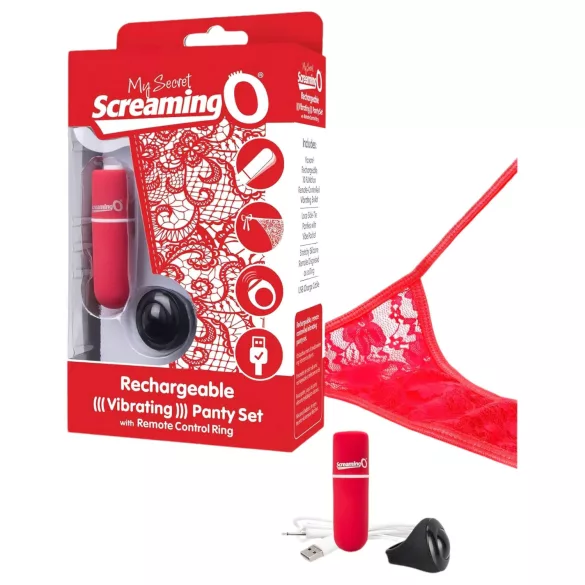 Screaming O - vibrerande trosa set - röd - S-L