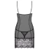 Obsessive - spetsnattlinne med stringtrosa - svart - L/XL