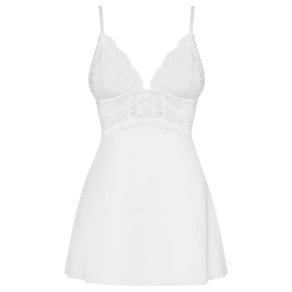 Obsessive - babydoll med spets och stringtrosa - vit