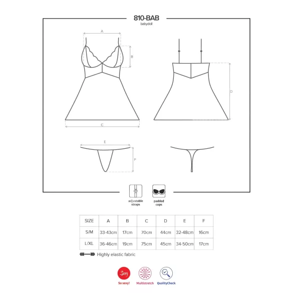 Obsessive - babydoll med spets och stringtrosa - vit