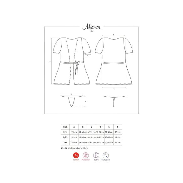 Obsessive Miamor Morgonrock - spetsärmar och string (svart)