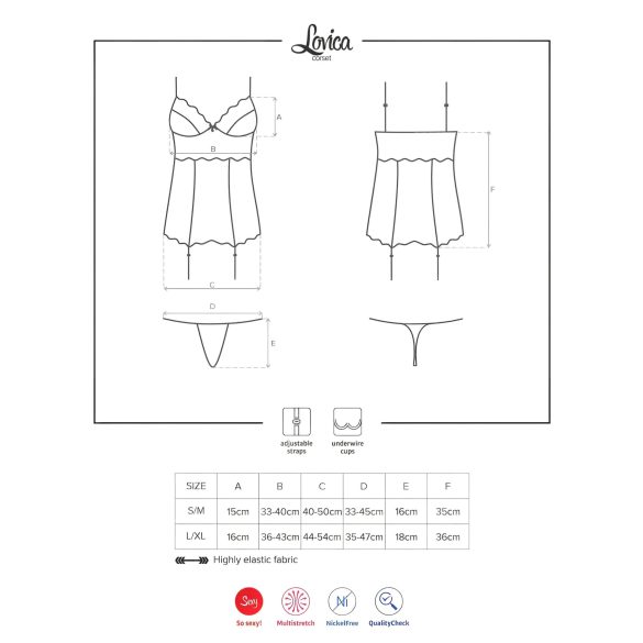 Obsessive Lovica - spetsig strumphållartopp och stringtrosa (röd)