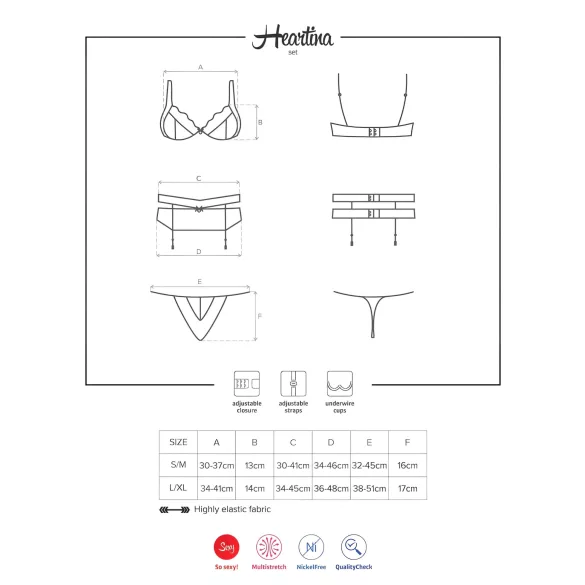 Obsessive Heartina - underklädesset (svart) - L/XL