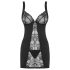 Obsessive Heartina - nattlinne och stringtrosa (svart) - L/XL