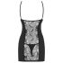 Obsessive Heartina - nattlinne och stringtrosa (svart) - L/XL