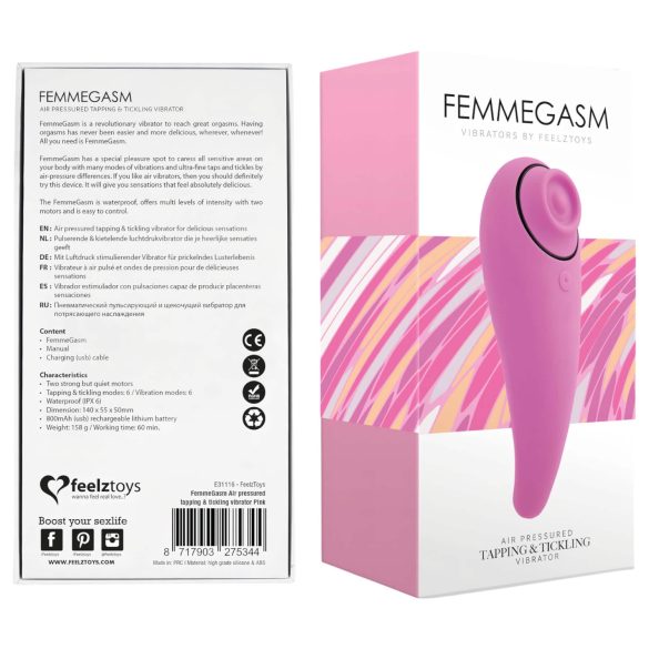 FeelzToys - klitorisstimulator vibrator 2i1 uppladdningsbar silikon rosa