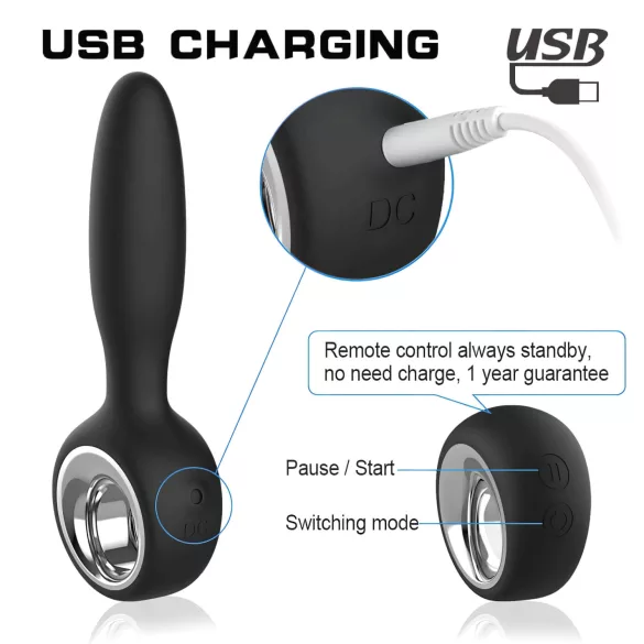 Aixiasia Dylon-Remote - analvibrator med fjärrkontroll - uppladdningsbar svart
