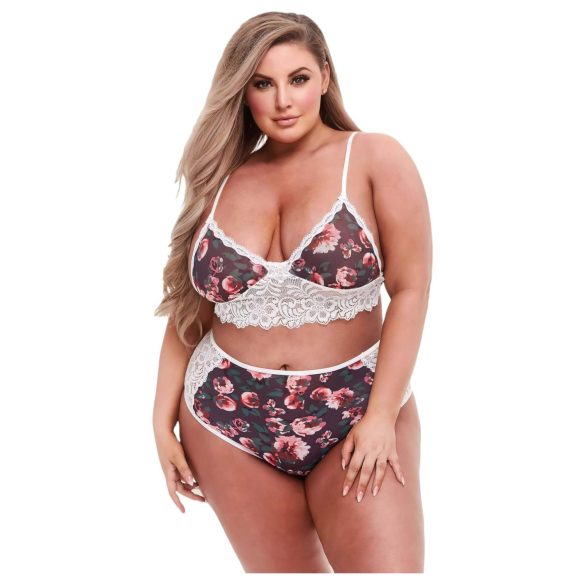 Baci Plus Size - bh-set med blommig spets - stora storlekar