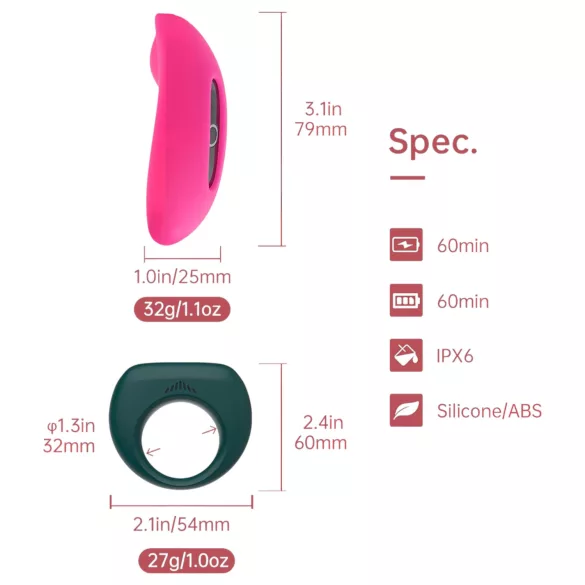 Magic Motion - parvibrator set - rosa/grön