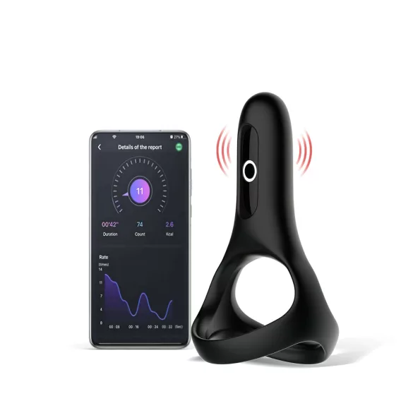 Magic Motion Rise - vibratorring med app - uppladdningsbar - svart