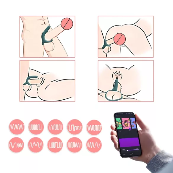 Magic Motion Rise - App‑styrd vibrerande penisring för män (grön)